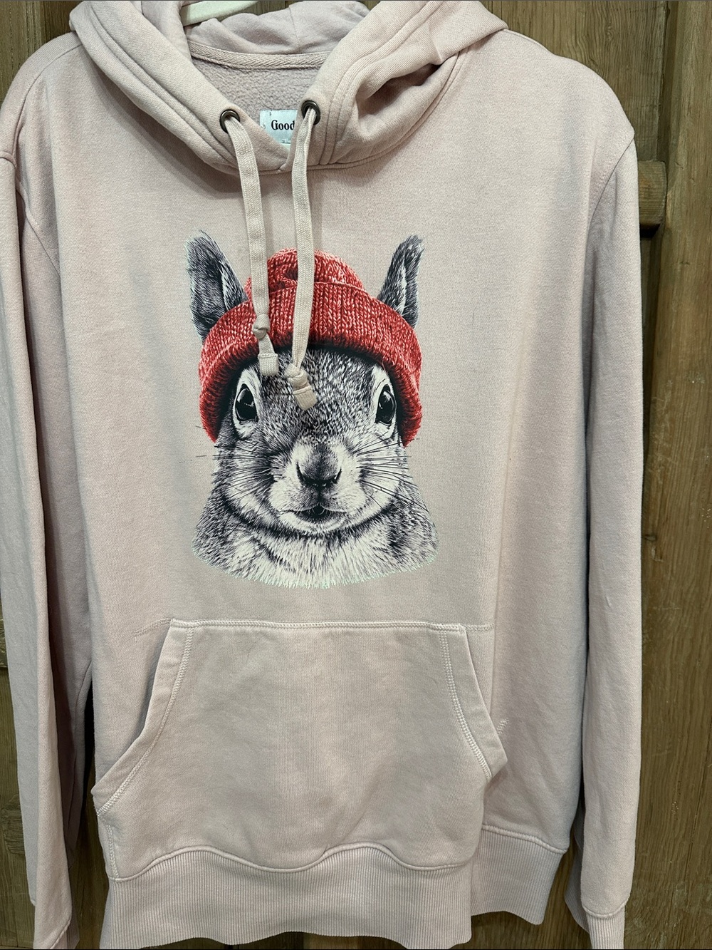 Pink Squirrel Graphic sweatshirt Hoodie with Red Beanie so sweet